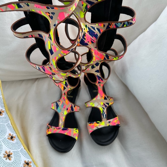 Athena Tall Gladiator sandals size 7.5 neon mix - Picture 3 of 5